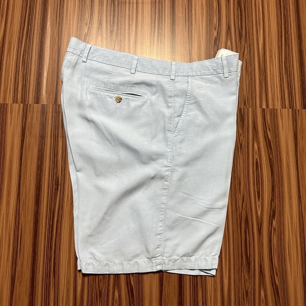 Peter Millar Seaside Collection Men's Shorts Size 38 Light Blue Silk Linen Blend